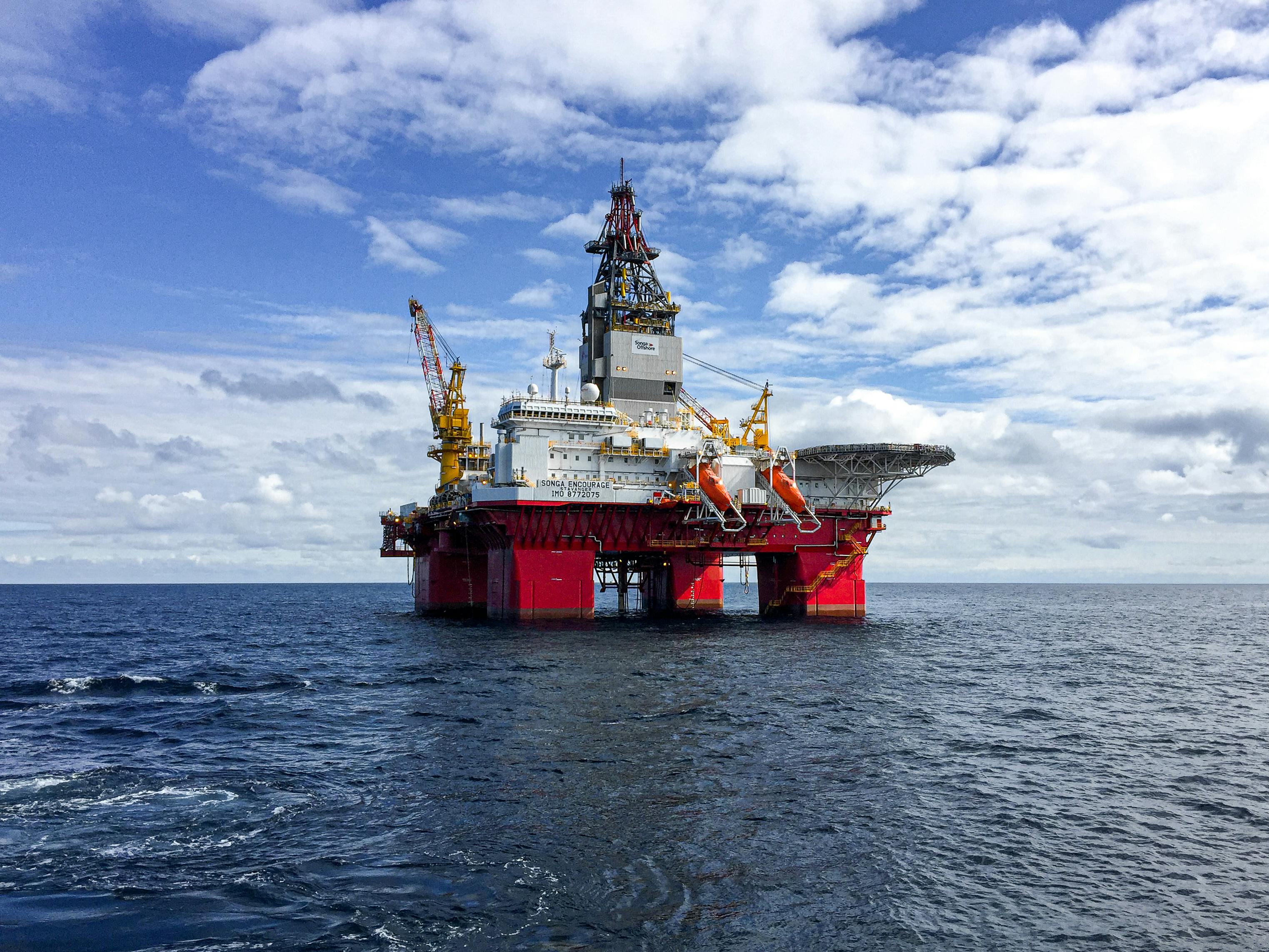 Offshore drilling rig at sea